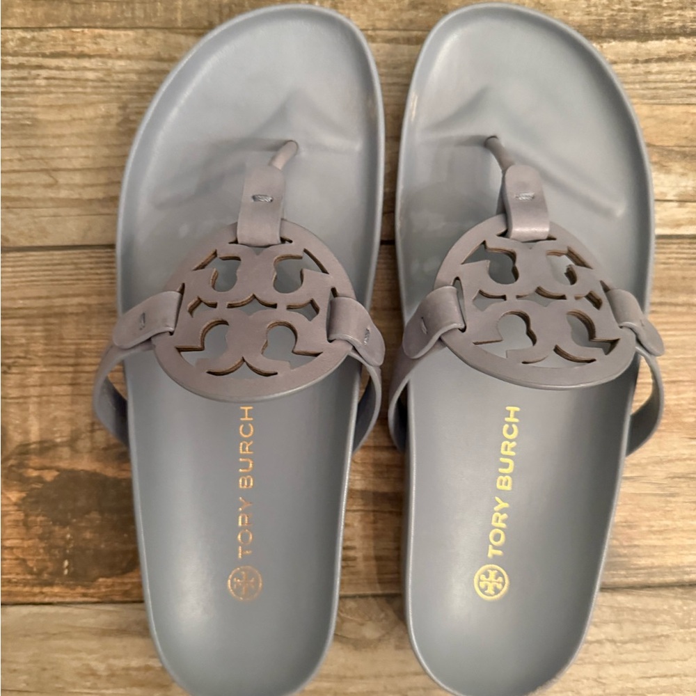 Tory Burch. Miller Cloud Sandals. Size 9.5. Light blue leather